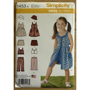 Simplicity‎ Pattern 1453 Sun Dress Top Pant Short Girls' 3 4 5 6 7 8 Uncut FF